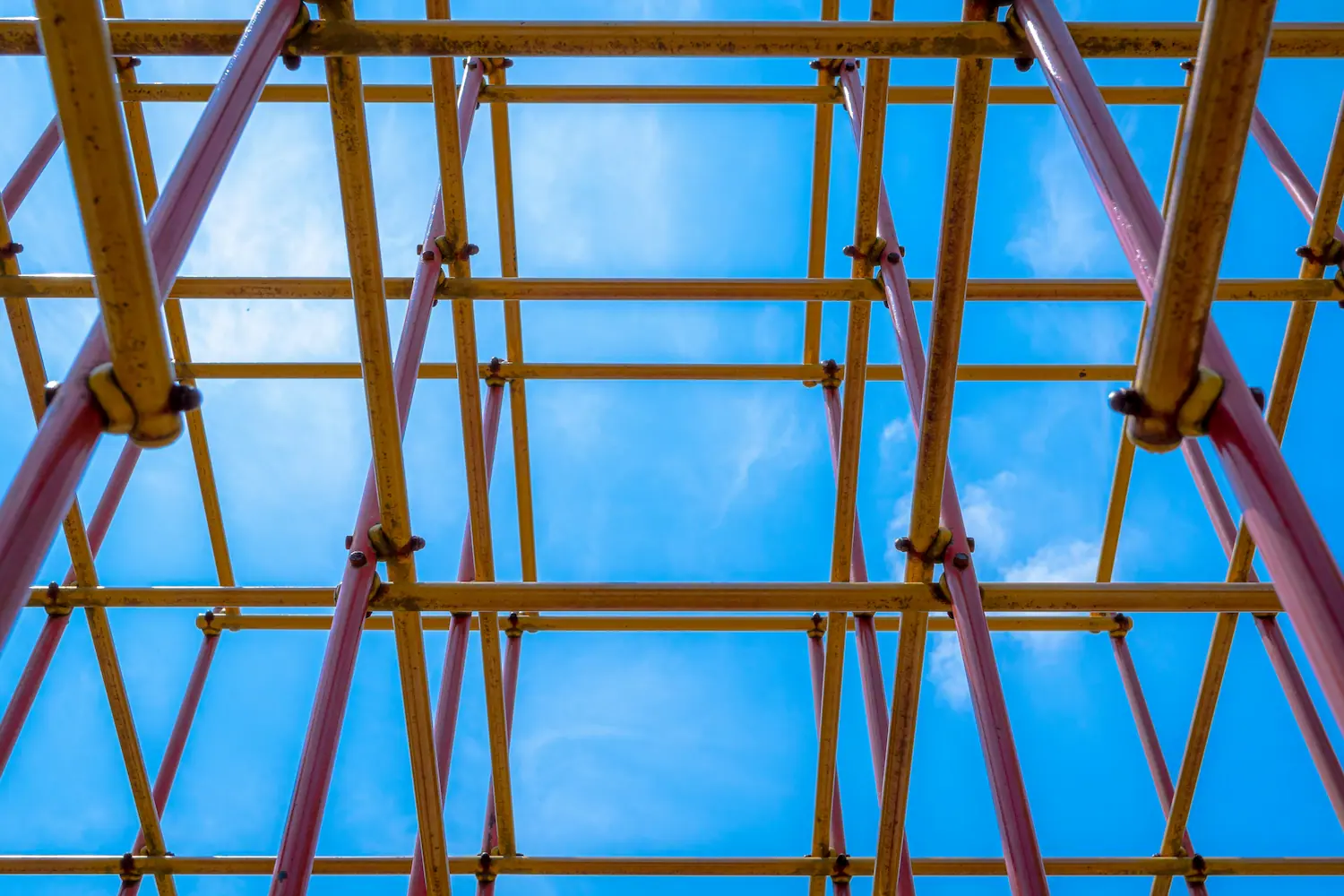Las Vegas Scaffolding Rental scaffold framework detail against a blue sky background
